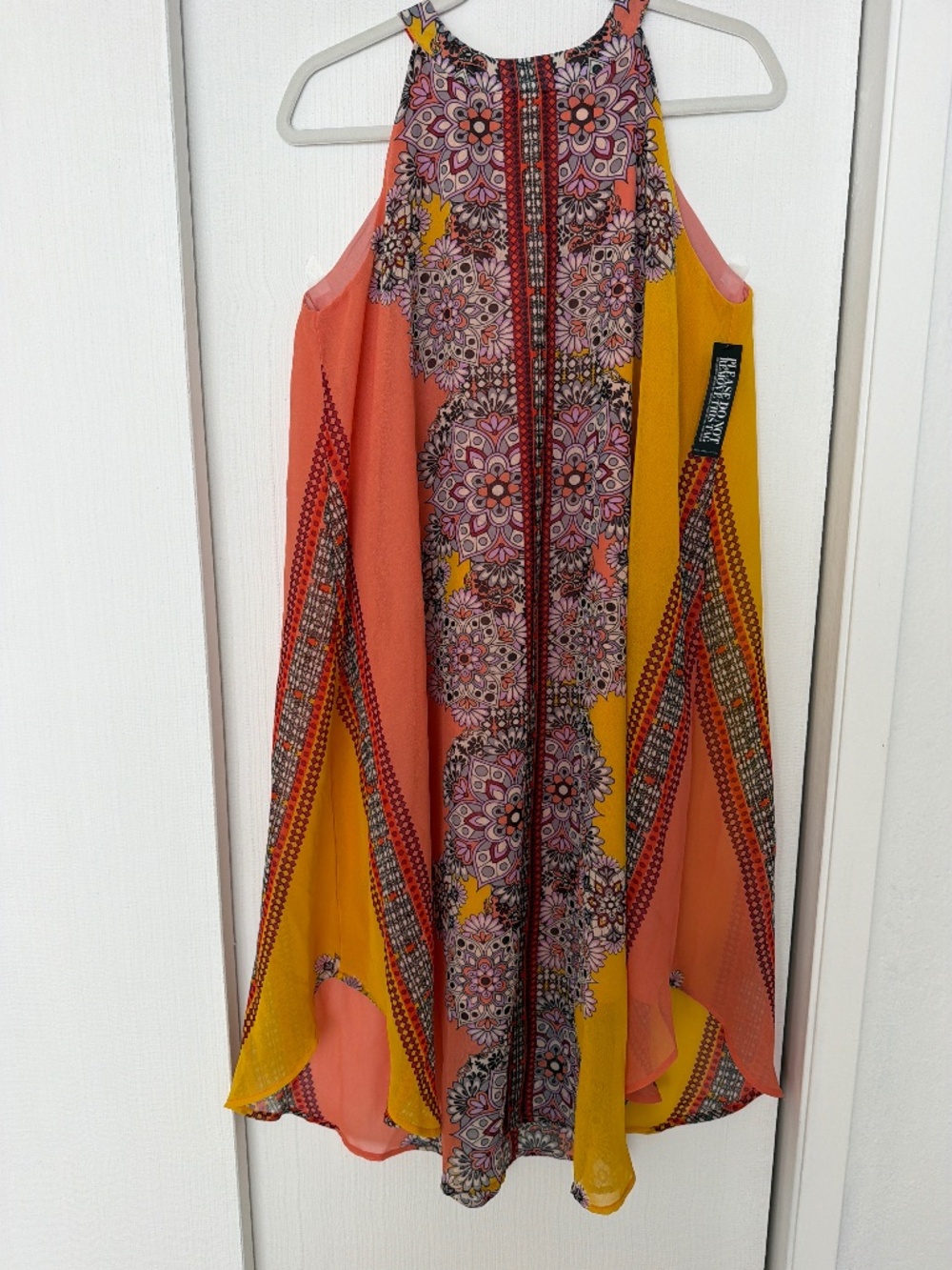 New York & Company Multicolor Cold Shoulder Shift Dress Size Medium NWT